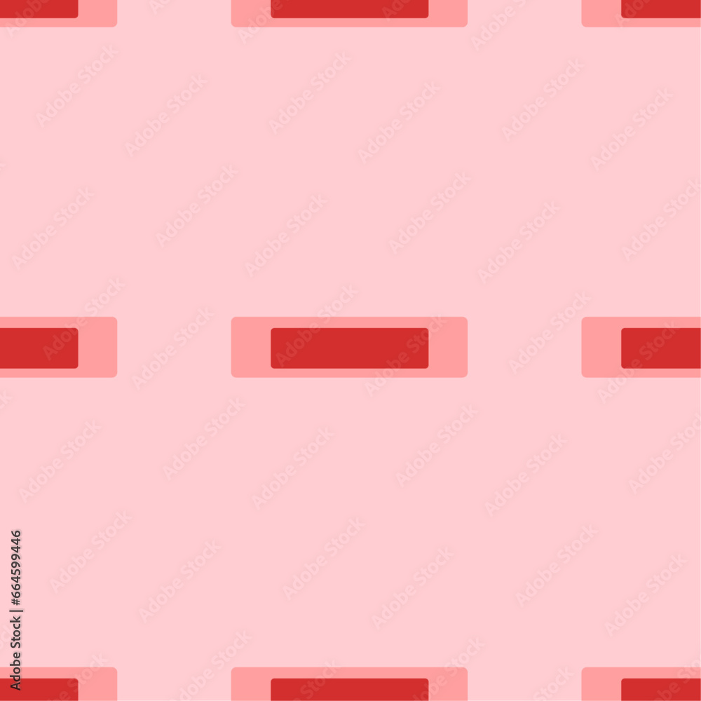 Poster seamless pattern of large isolated red minus symbols. the elements are evenly spaced. vector illustr