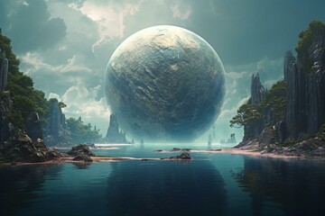 A planet completely covered in water. Generative AI