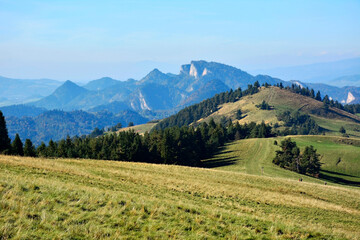 Autumn landscapes of Pieniny mountains located near Szczawnica, Poland