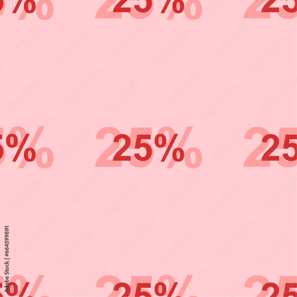 Poster seamless pattern of large isolated red 25 percent symbols. the elements are evenly spaced. vector il