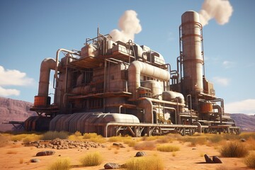 Unreal power station in arid land |. Generative AI