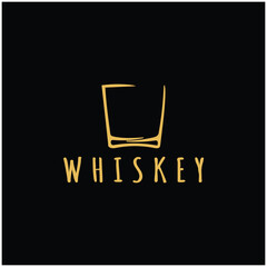 Vintage premium whiskey logo label with glass or beer. for drinks, bars, clubs, cafes, companies.