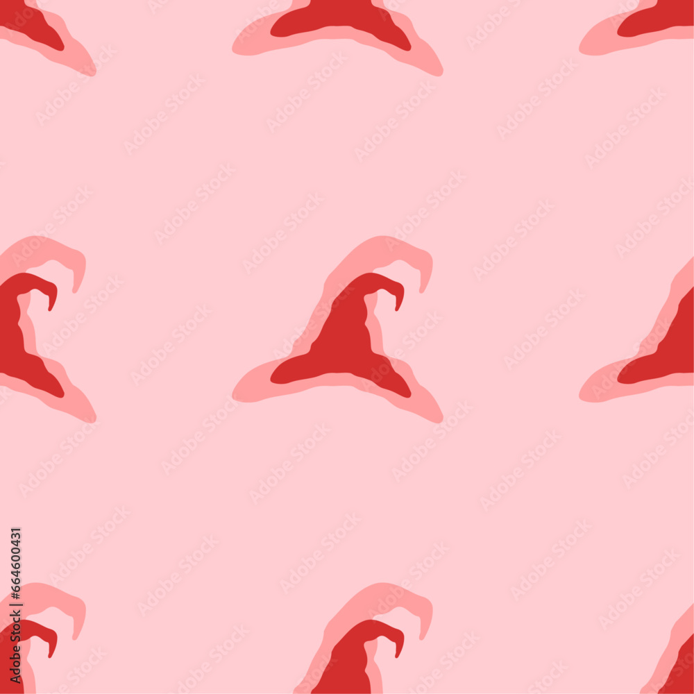 Poster seamless pattern of large isolated red wizard hat symbols. the elements are evenly spaced. vector il