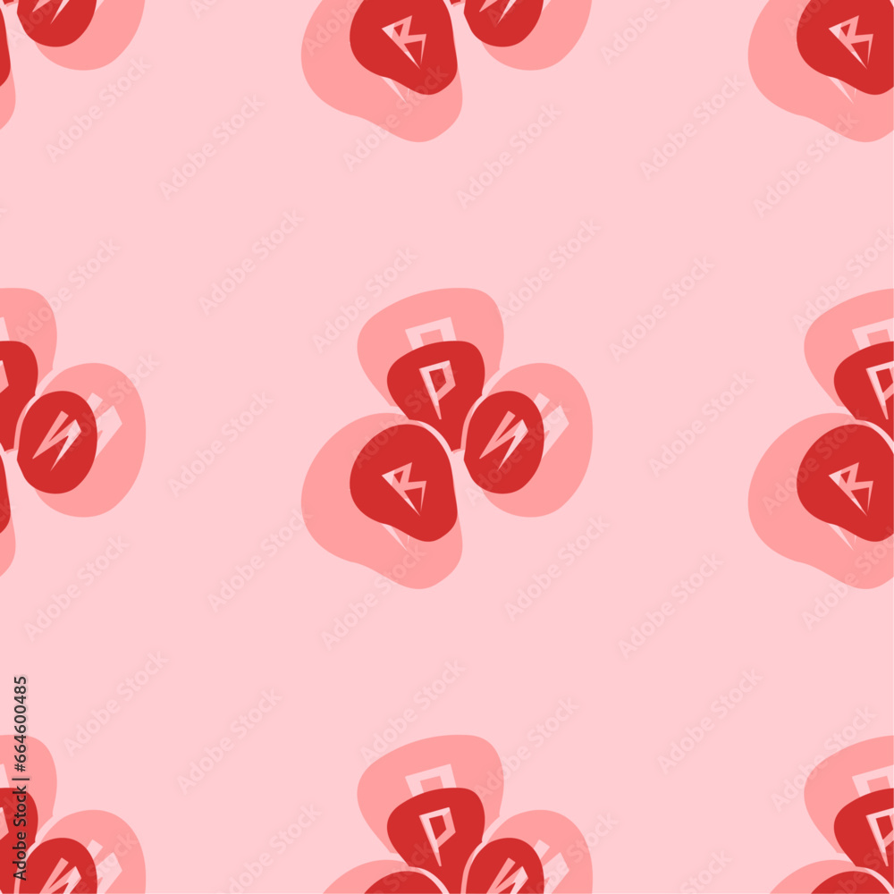 Poster seamless pattern of large isolated red divination stones symbols. the elements are evenly spaced. ve