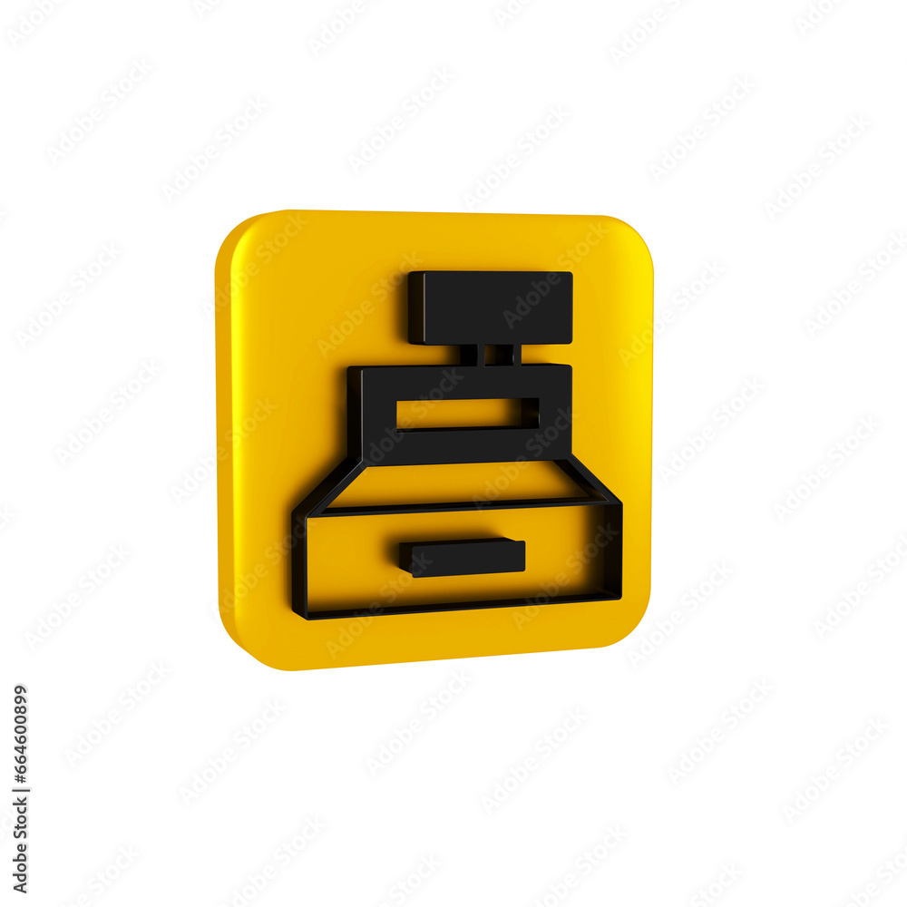 Poster black cash register machine with a check icon isolated on transparent background. cashier sign. cash