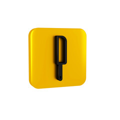 Black Knife icon isolated on transparent background. Cutlery symbol. Yellow square button.