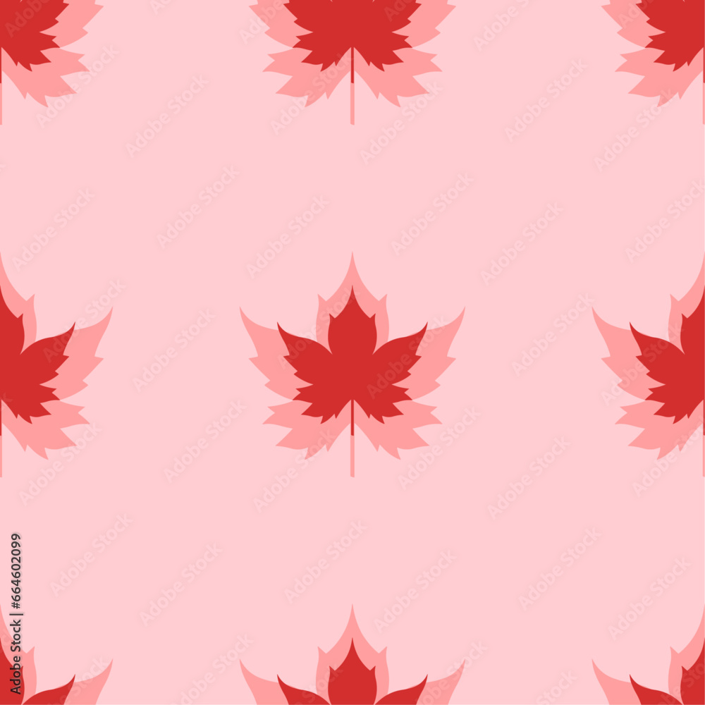 Poster seamless pattern of large isolated red maple leaf symbols. the elements are evenly spaced. vector il