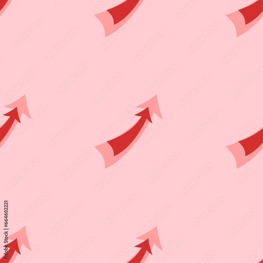 Poster seamless pattern of large isolated red up arrows. the elements are evenly spaced. vector illustratio