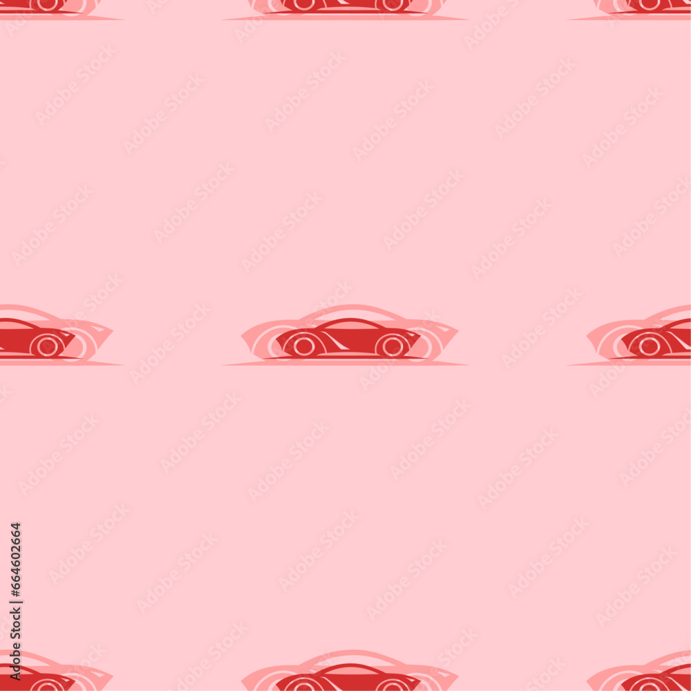 Poster seamless pattern of large isolated red future car symbols. the elements are evenly spaced. vector il