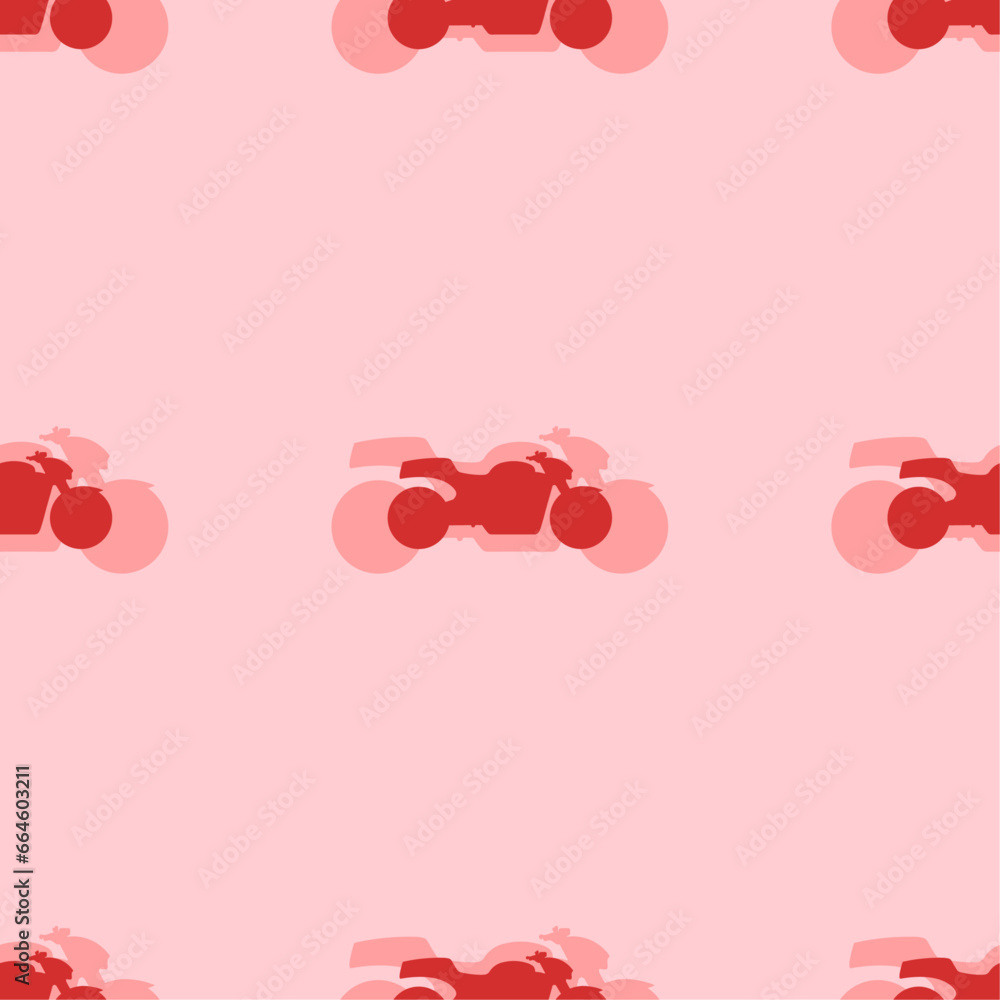 Poster seamless pattern of large isolated red bike symbols. the elements are evenly spaced. vector illustra
