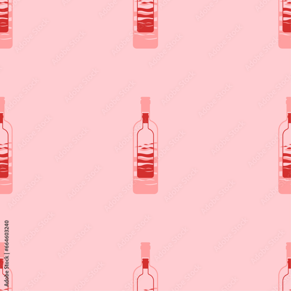 Poster seamless pattern of large isolated red the world in a bottle symbols. the elements are evenly spaced