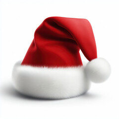 Red Santa Claus hat isolated on white background. ai generative