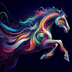 abstract horse dark background. ai generative