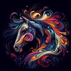 abstract horse dark background. ai generative