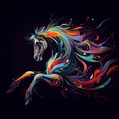 abstract horse dark background. ai generative