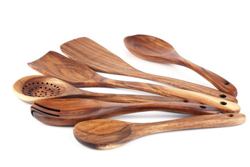 Set of wooden kitchen utensils