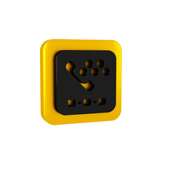 Black Taxi call telephone service icon isolated on transparent background. Taxi for smartphone. Yellow square button.
