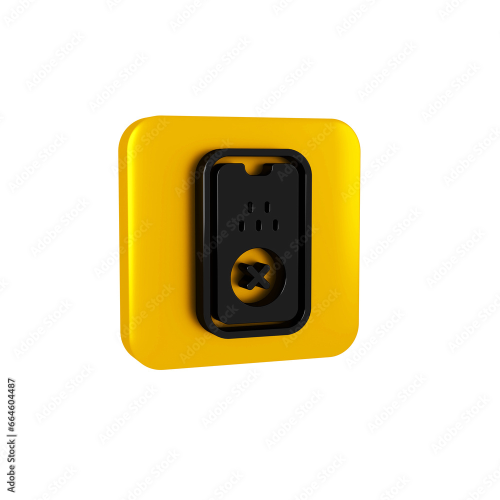 Poster black taxi mobile app icon isolated on transparent background. mobile application taxi. yellow squar