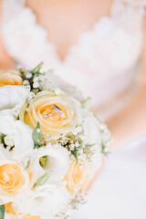 Wedding rings. Rings on a bouquet. Wedding. Love. Family.