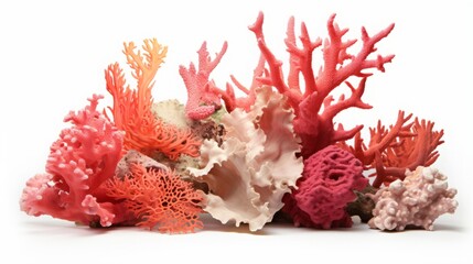 Fototapeta na wymiar various sea corals on a plain background.