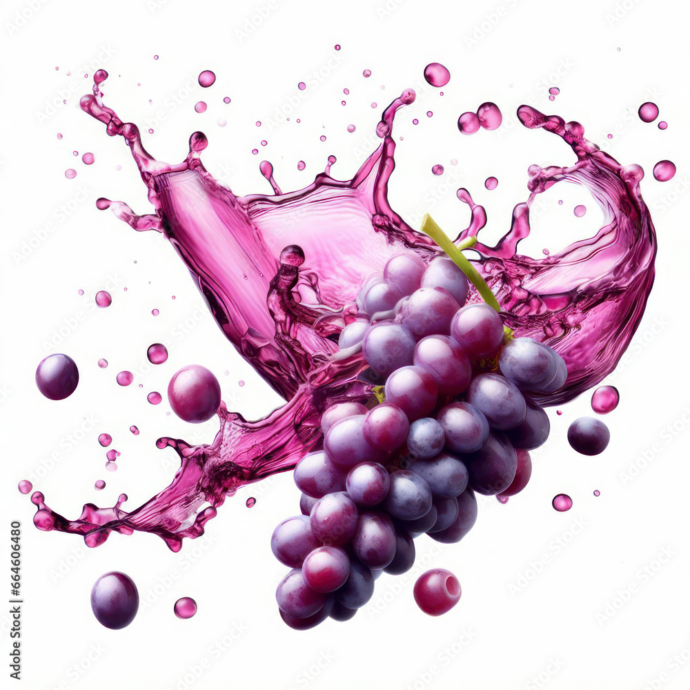 Poster grape juice splash isolated on white background. ai generative