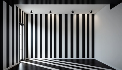Living room vertical stripes wall paint interior design AI Generated image