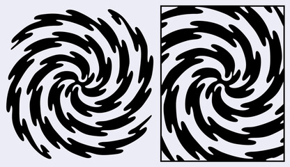 A rotating spiral design with a wavy contoured edge. Vector background pattern for posters, banners, etc.