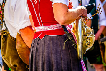 typical music instrument of a bavarian brass band