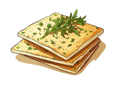 stacked crackers with herbs, food, cartoon style clip art preview