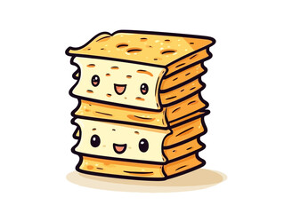 Doodle Matzah stack, cartoon sticker, sketch, vector, Illustration, minimalistic