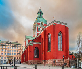 Obraz premium red church in stockholm.