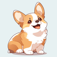 Cute smiling cartoon corgi puppy