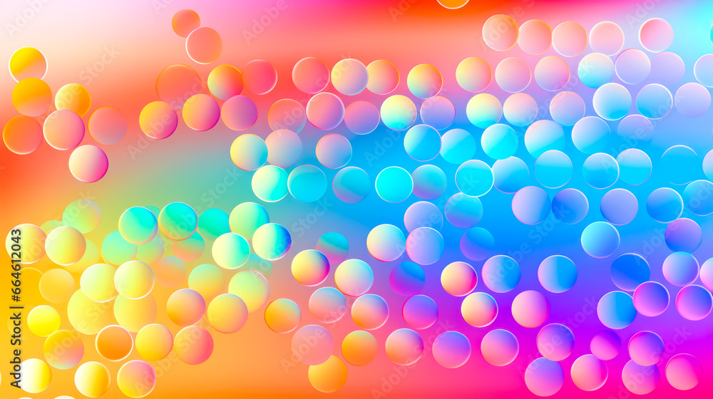 Wall mural colorful background with lots of bubbles floating in the air and rainbow background with lots of bub