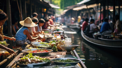 Obraz na płótnie Canvas Exquisite Thai Street Food: Aromas of Lime and Lemongrass