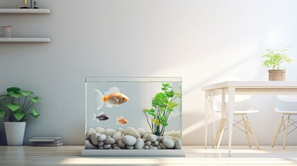 aquarium with fish in a modern interior.