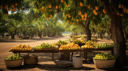 Inviting Indian Mango Orchard with Ripe Alphonso Mangoes