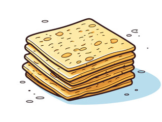 Doodle Matzah cover, cartoon sticker, sketch, vector, Illustration, minimalistic