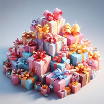 gifts gift mnay pile colors isolated