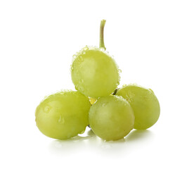 Sweet green grapes on white background