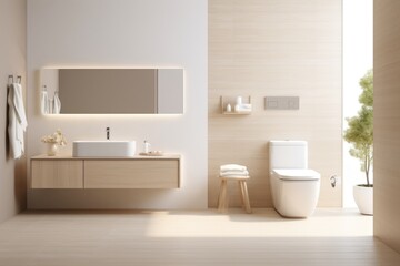 Fototapeta na wymiar Ceramic white toilet bowl in the modern stylish bathroom interior. Home design ideas