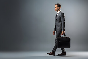 Business man in suit walking down the street - background