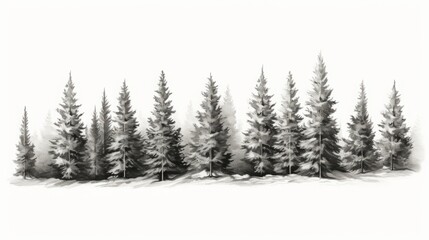 Obraz premium illustration of a winter forest drawn in pencil.