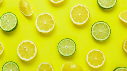 lime, lemon and orange slice wallpaper, sliced citrus background and texture pattern