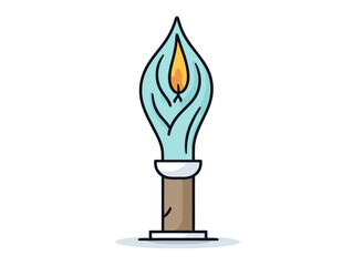 Doodle Passover candle with flame, cartoon sticker, sketch, vector, Illustration, minimalistic