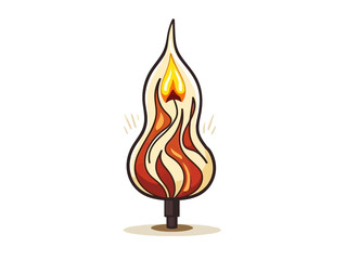 Doodle Passover candle with flame, cartoon sticker, sketch, vector, Illustration, minimalistic