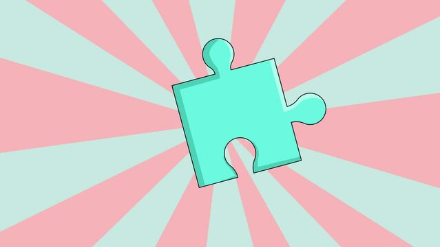 Animated puzzle piece icon with rotating background
