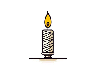 Doodle Unlit Passover candle, cartoon sticker, sketch, vector, Illustration, minimalistic