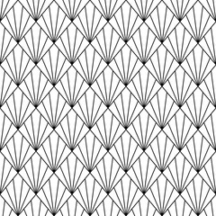 Art deco seamless pattern. Repeated black diamond patern isolated on white background for prints design. Repeating geometric background. Rhombus repeat. Artdeco abstract lattice. Vector illustration - obrazy, fototapety, plakaty