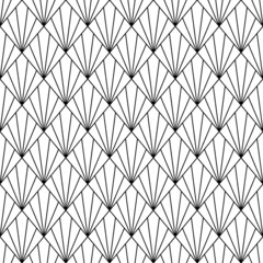 Foto op Canvas Art deco seamless pattern. Repeated black diamond patern isolated on white background for prints design. Repeating geometric background. Rhombus repeat. Artdeco abstract lattice. Vector illustration © Omeris