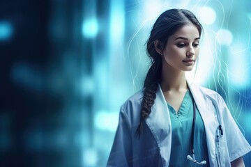 Obraz premium Young beautiful Registered Nurse, future doctor